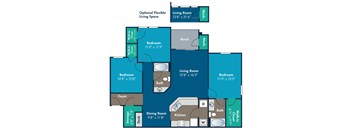 3 bedroom 2 bathroom Severn Floor Plan at Abberly Crest Apartment Homes by HHHunt, Maryland