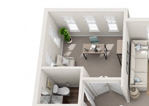 Edinburg 1 Bedroom 1.5 Bath Floor Plan Edinburg 1 Bedroom 1.5 Bath Floor Plan at Abberly Avera Apartment Homes by HHHunt, Manassas, Virginia