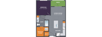 the floor plan of a bedroom apartment with a bathroom and a living room