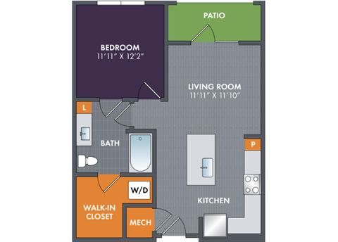 the floor plan of a bedroom apartment with a bathroom and a living room