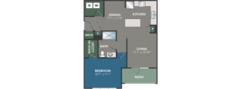 the floor plan of a house with a bedroom and a living room