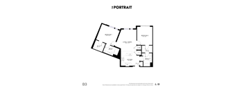 A black and white image of a floor plan for an apartment.