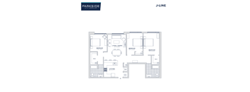 A floor plan of a J-Line Parkside apartment.