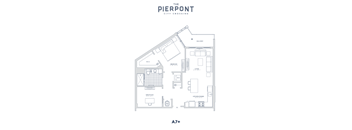 A floor plan of an apartment in The Pierpont City Crossing.
