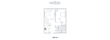A floor plan of apartment named The Maddox City Crossing, Line A3.
