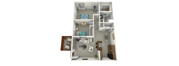 2 Bedroom 1 bathroom Floor Plan at Silvertree Apartments in Westerville Ohio