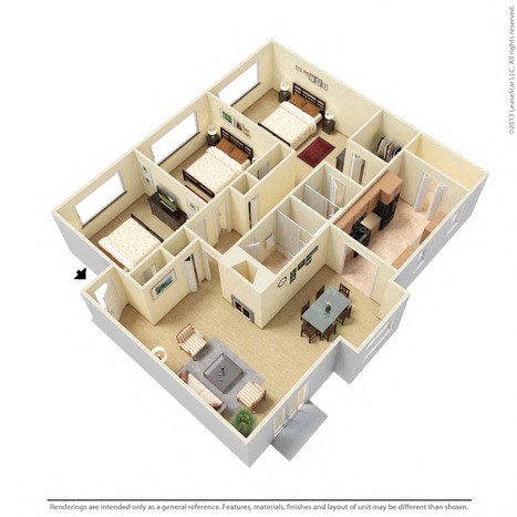 3 bed 2 bath Floor Plan at The Birches, Tennessee