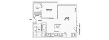 Annex 696 Floor Plan with 696 Sq. Ft. at 275 on the Park, St. Louis