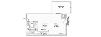 Annex A4 Floor Plan with 766 Sq. Ft. at 275 on the Park, St. Louis, MO