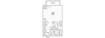 Annex 551 Floor Plan with 551 Sq. Ft. at 275 on the Park, St. Louis, MO