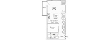 Annex 600 Floor Plan with 600 Sq. Ft. at 275 on the Park, St. Louis