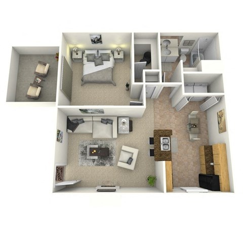 1 bed 1 bath Brighton Floor Plan at Springburne at Polaris Apartments in Columbus Ohio