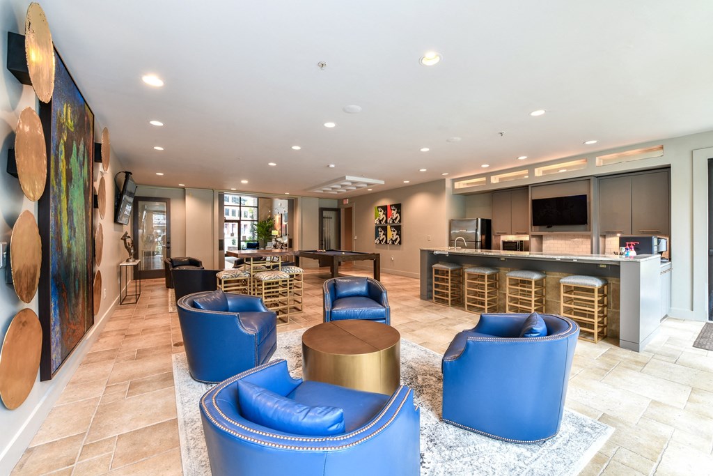 the lobby at the bradley braddock road station apartments
