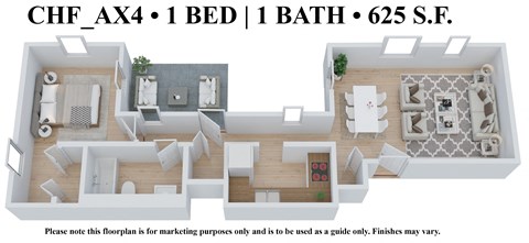 1 bedroom 1 bathroom Floor plan Q at The Embassy, St. Louis, 63108