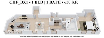 1 bedroom 1 bathroom Floor plan O at The Embassy, St. Louis, 63108