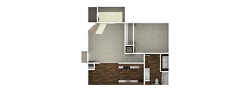 an overhead view of our studio apartment at university gardens in tempe