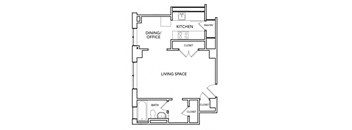 Congress 545 Floor Plan with 545 Sq. Ft. at 275 on the Park, St. Louis, Missouri