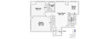 Congress b16 Floor Plan with 900 Sq. Ft. at 275 on the Park, St. Louis, Missouri
