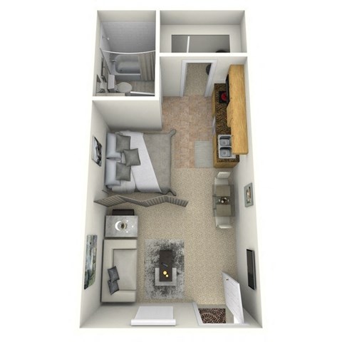 Studio 1 bath Derby Floor Plan at Springburne at Polaris in Ohio
