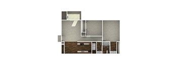 a bedroom with a bed and a mirror