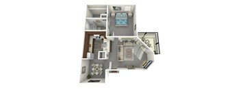 this is a 3d floor plan of a 752 square foot 1 bedroom apartment at the