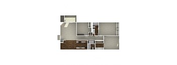 a floor plan of a two bedroom apartment with a bathroom and a kitchen