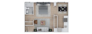 Studio 1 bathroom floor plan at The Embassy, St. Louis, 63108