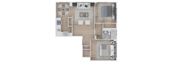 2 bedroom 1 bathroom Floor plan D at The Embassy, St. Louis, 63108
