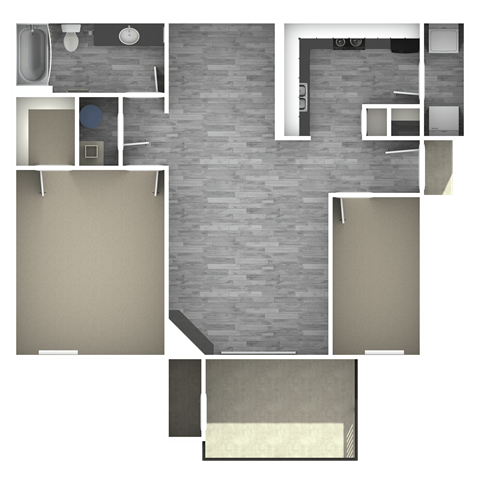 1 bedroom 1 bath Floor Plan at Runaway Bay, Columbus, OH, 43204
