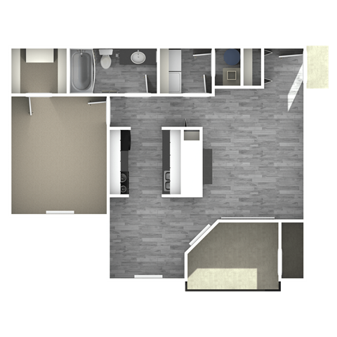 1 bed 1 bath Floor Plan at Runaway Bay, Ohio, 43204