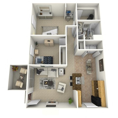 2 bed 1 bath Lisburne Floor Plan at Springburne at Polaris Apartments in Columbus, OH