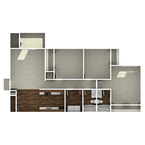 a floor plan of a small apartment with a kitchen and a living room