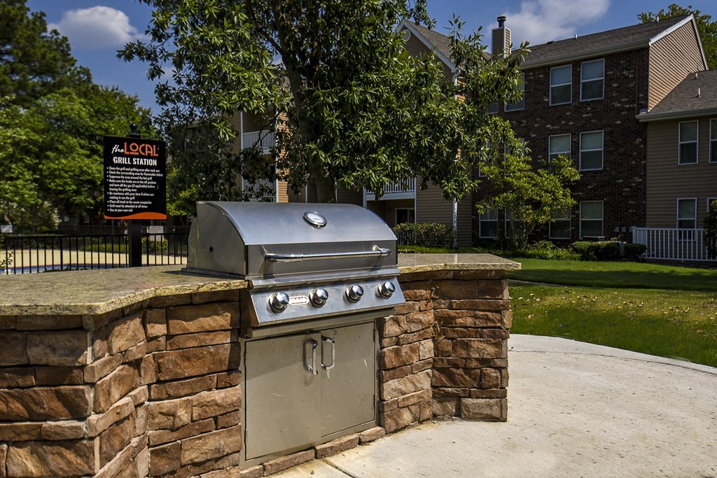BBQ area and view of building at The Local, Memphis, TN