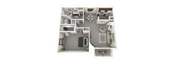 this is a 3d floor plan of a 752 square foot 1 bedroom apartment at the