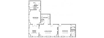 Senate 1235 Floor Plan with 1235 Sq. Ft. at 275 on the Park, St. Louis, Missouri