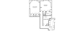 Senate 896 Floor Plan with 896 Sq. Ft. at 275 on the Park, St. Louis, 63108