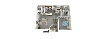 a furnished floor plan of a 3 bedroom apartment