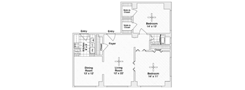 Westmoreland 1015 Floor Plan with 1015 Sq. Ft. at 275 on the Park, Missouri