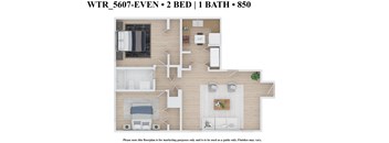 2 bedroom 1 bathroom Floor plan P at The Embassy, St. Louis, 63108