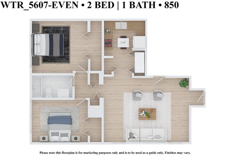 2 bedroom 1 bathroom Floor plan P at The Embassy, St. Louis, 63108