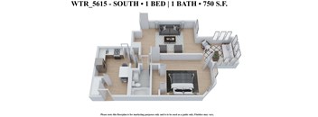 1 bedroom 1 bathroom Floor plan u at The Embassy, St. Louis, 63108