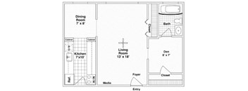 Westmoreland 600 Floor Plan with 600 Sq. Ft. at 275 on the Park, Missouri
