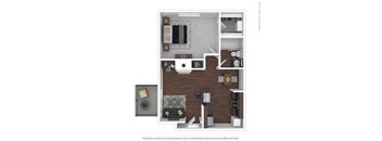 Bradford Floor Plan with 640 Sq. Ft. at The Vale, Cordova, TN