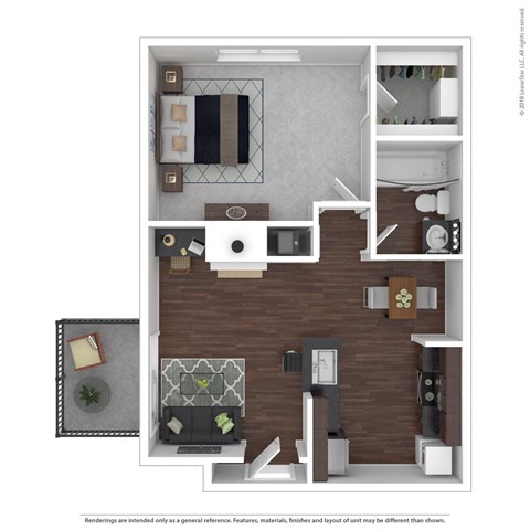 Bradford Floor Plan with 640 Sq. Ft. at The Vale, Cordova, TN