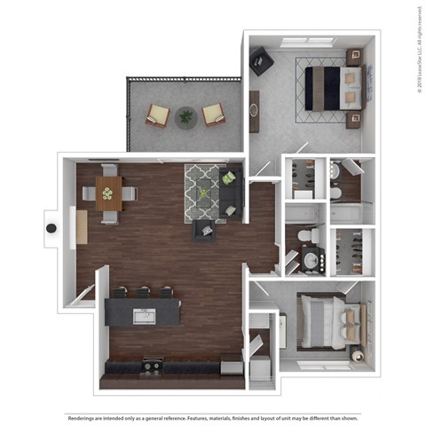 Cedar Floor Plan with 982 Sq. Ft. at The Vale, Cordova, TN, 38018