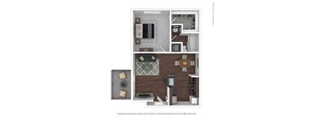 Elm Floor Plan with 533 Sq. Ft. at The Vale, Cordova, TN, 38018