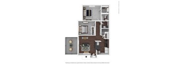 Maple Floor Plan with 832 Sq. Ft. at The Vale, Cordova, Tennessee