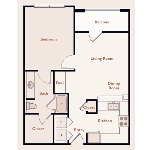 The-Chatsworth Floor Plan at Bristol On Union Apartment Homes, Memphis