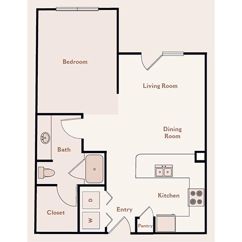 The Medici Floor Plan at Bristol On Union Apartment Homes, Tennessee