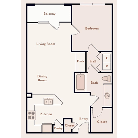 The Salzburg Floor Plan at Bristol On Union Apartment Homes, Memphis, TN, 38104
